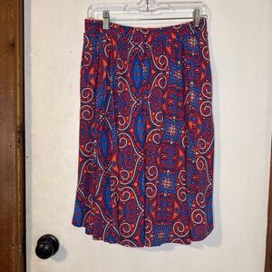 LuLaRoe Blue and Red A-Line Skirt